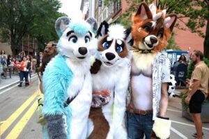 participants of the furry parade on the streets of Pittsburgh PA